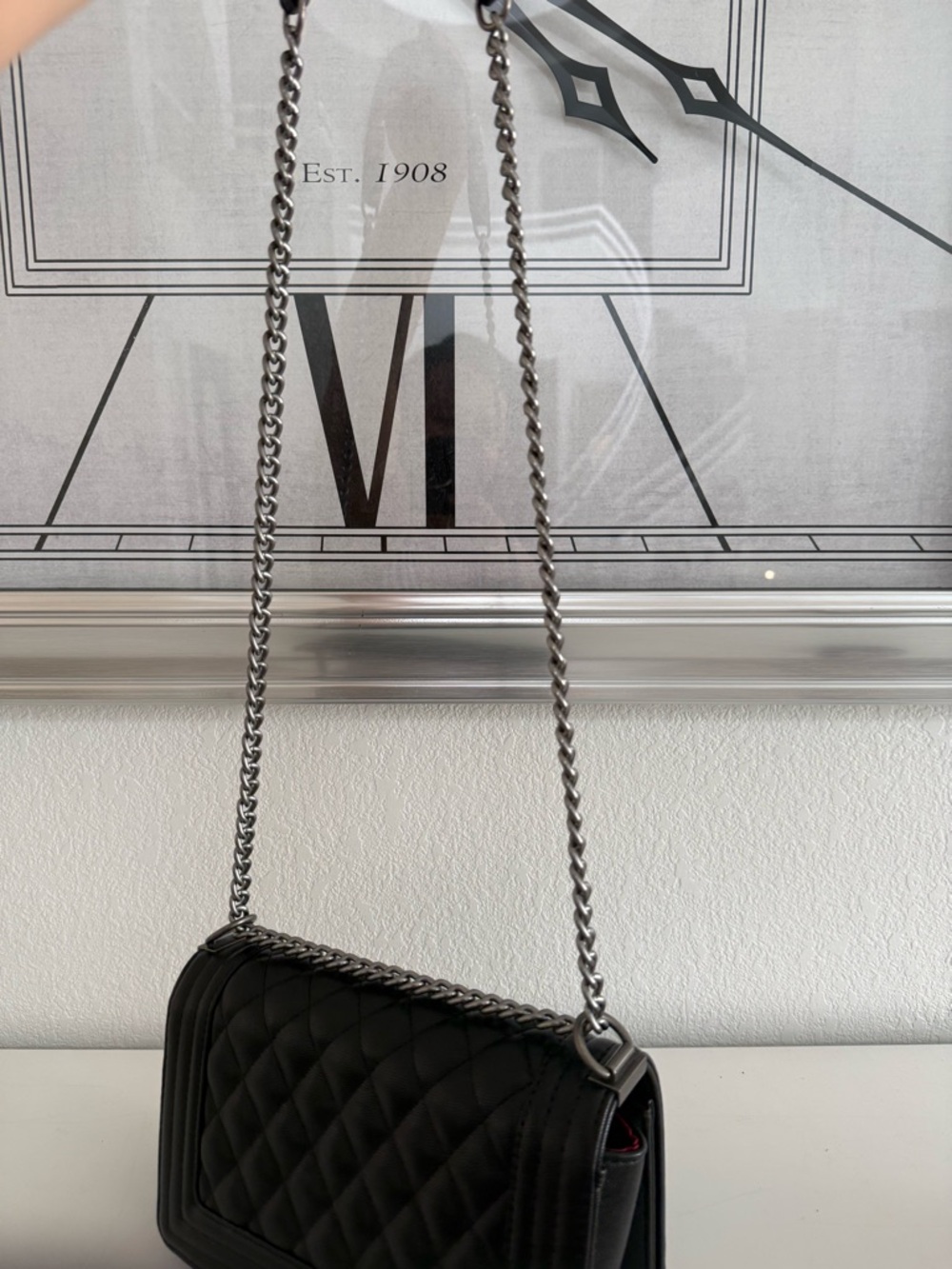 Designer Quilted Leather Shoulder Bag - Black C hanel like - Picture 3 of 10